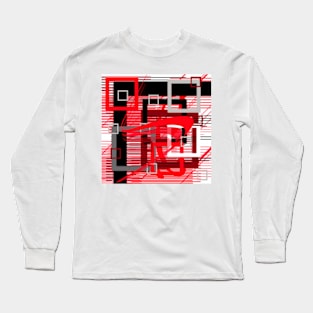 red black silver grey white abstract geometric art Long Sleeve T-Shirt